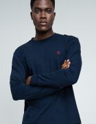 CALVIN KLEIN JEANS Памучна блуза с лого Тъмносин