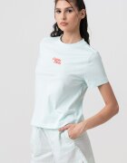 CALVIN KLEIN JEANS Памучна тениска с лого Корал/Ментово зелено