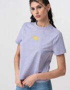 CALVIN KLEIN JEANS Памучна тениска с лого Шафраново жълто/Лилав