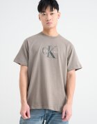 CALVIN KLEIN JEANS Памучна тениска с лого Сиво-кафяв/Тъмно каки