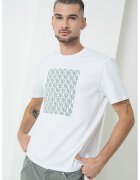 CALVIN KLEIN JEANS Памучна тениска с монограм - Бял/Пепеляво сиво