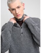 CALVIN KLEIN JEANS Плетен пуловер с вълна с копчета - Сив меланж