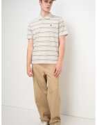 CALVIN KLEIN JEANS Раирана тениска с яка и монограм - Бял/Тъмносин