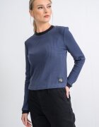 CALVIN KLEIN JEANS Рипсен пуловер с овално деколте Индигово синьо