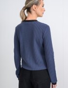CALVIN KLEIN JEANS Рипсен пуловер с овално деколте Индигово синьо