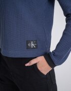 CALVIN KLEIN JEANS Рипсен пуловер с овално деколте Индигово синьо