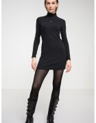 CALVIN KLEIN JEANS Рипсена рокля с дълги ръкави - Черен
