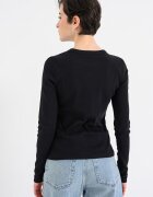 CALVIN KLEIN JEANS Рипсена слим блуза с лого Черен