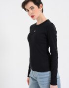 CALVIN KLEIN JEANS Рипсена слим блуза с лого Черен