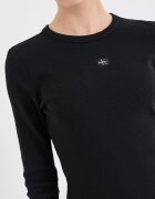 CALVIN KLEIN JEANS Рипсена слим блуза с лого Черен