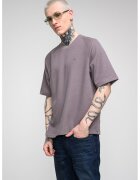 CALVIN KLEIN JEANS Рипсена тениска с ръкави реглан - Сиво-кафяв