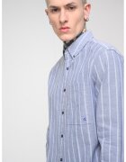 CALVIN KLEIN JEANS Риза на райе с дълги ръкави - Бял/Сив