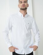 CALVIN KLEIN JEANS Риза с памук с копчета на яката Бял
