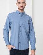 CALVIN KLEIN JEANS Риза с памук с копчета на яката Прашно синьо