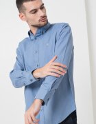 CALVIN KLEIN JEANS Риза с памук с копчета на яката Прашно синьо