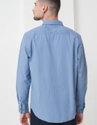 CALVIN KLEIN JEANS Риза с памук с копчета на яката Прашно синьо