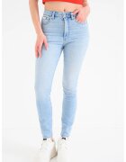 CALVIN KLEIN JEANS Скини дънки с висока талия - Светлосин