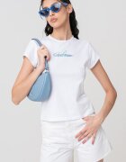 CALVIN KLEIN JEANS Слим тениска с лого Кралско Синьо/Бял/Аква зелено