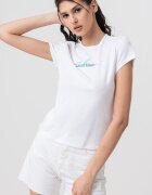 CALVIN KLEIN JEANS Слим тениска с лого Кралско Синьо/Бял/Аква зелено