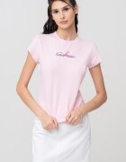CALVIN KLEIN JEANS Слим тениска с лого Тъмносин/Пастелнорозов