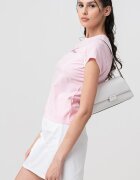 CALVIN KLEIN JEANS Слим тениска с лого Тъмносин/Пастелнорозов