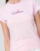 CALVIN KLEIN JEANS Слим тениска с лого Тъмносин/Пастелнорозов