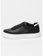 CALVIN KLEIN JEANS Спортни обувки от кожа с лого и равна платформа - Черен/Бял