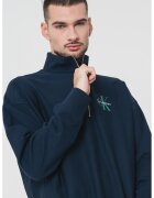 CALVIN KLEIN JEANS Суитшърт с къс цип и лого - Ултрамарин синьо/Папратово зелено