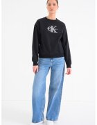 CALVIN KLEIN JEANS Суитшърт с лого и паднали ръкави - Черен
