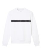 CALVIN KLEIN JEANS Суитшърт с овално деколте и лого - Бял/Избеляло черно