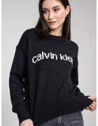 CALVIN KLEIN JEANS Свободен пуловер с лого - Черен
