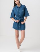 CALVIN KLEIN JEANS Свободна дънкова рокля-риза Тъмносин