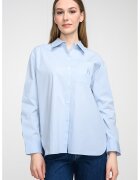 CALVIN KLEIN JEANS Свободна риза с джоб на гърдите - Светлосин