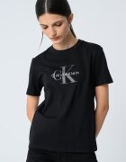 CALVIN KLEIN JEANS Свободна тениска с лого Черен/Светло сив/Бял