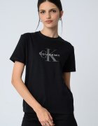 CALVIN KLEIN JEANS Свободна тениска с лого Черен/Светло сив/Бял