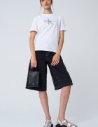 CALVIN KLEIN JEANS Свободна тениска с лого Светло сив/Избеляло черно/Бял