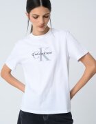 CALVIN KLEIN JEANS Свободна тениска с лого Светло сив/Избеляло черно/Бял