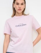CALVIN KLEIN JEANS Тениска с овално деколте и лого Бледо розово