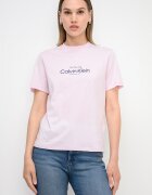 CALVIN KLEIN JEANS Тениска с овално деколте и лого Бледо розово