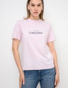CALVIN KLEIN JEANS Тениска с овално деколте и лого Бледо розово