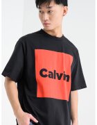 CALVIN KLEIN JEANS Тениска с принт - Черен/Керемидено червено