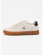 CALVIN KLEIN JEANS Велурени спортни обувки Classic Cupsole с връзки - Светло сив/Тъмнозелен