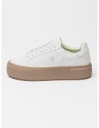 CALVIN KLEIN JEANS Велурени спортни обувки с равна платформа - Бледозелен/Карамел