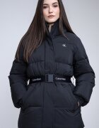 CALVIN KLEIN JEANS Зимно яке с колан с лого Черен