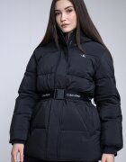 CALVIN KLEIN JEANS Зимно яке с колан с лого Черен