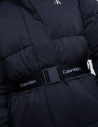 CALVIN KLEIN JEANS Зимно яке с колан с лого Черен