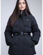 CALVIN KLEIN JEANS Зимно яке с колан с лого - Черен