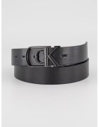 CALVIN KLEIN Колан с метална тока с монограм - Тъмнокафяв/Черен