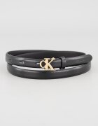 CALVIN KLEIN Кожен колан с тока с лого Избеляло черно