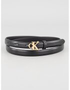CALVIN KLEIN Кожен колан с тока с лого - Избеляло черно